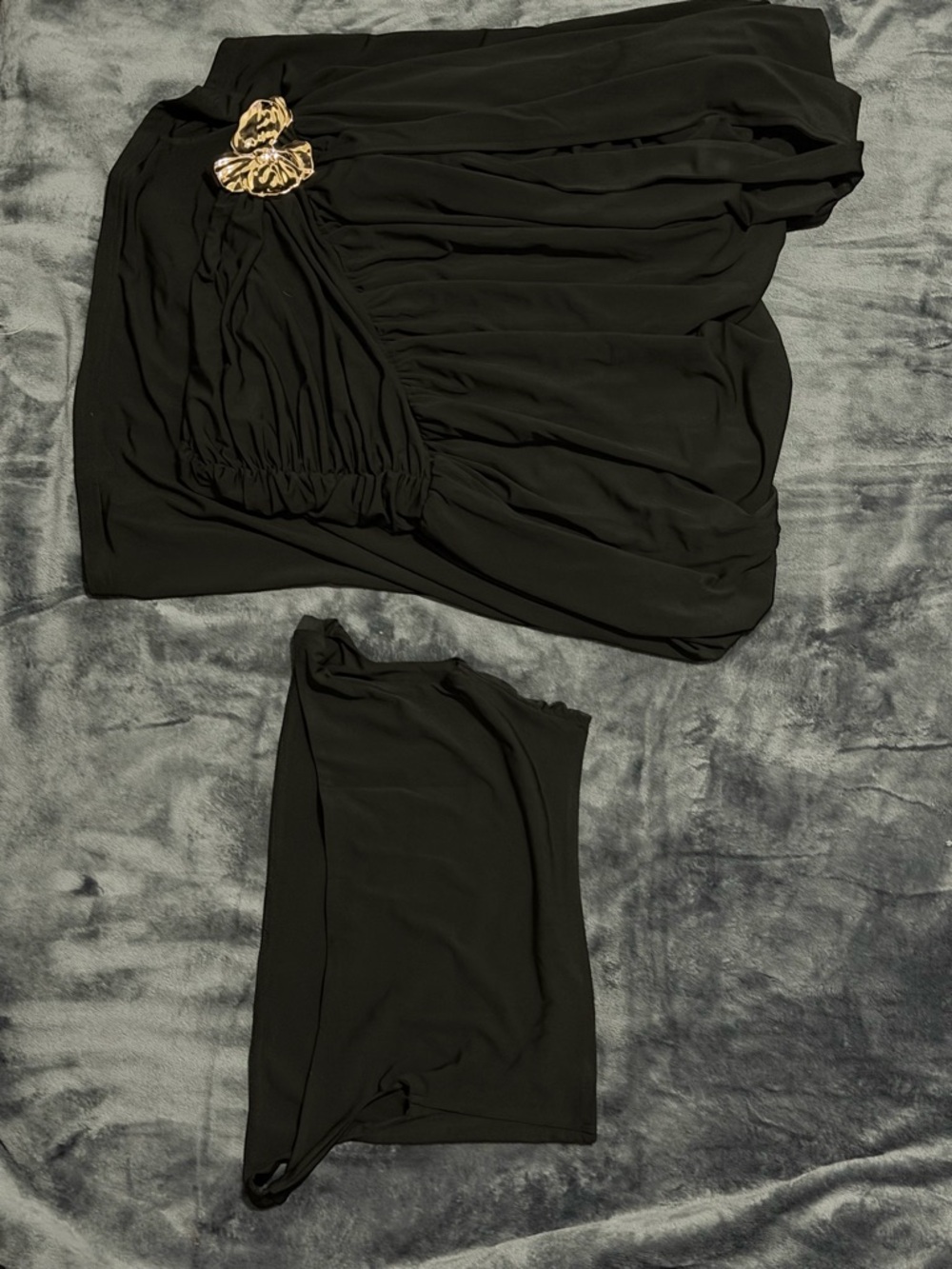 Fashion Nova Black Skirt Set with Gold Accent